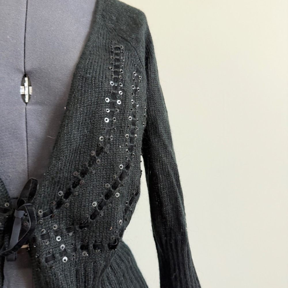 Deadstock Mossimo Mohair‎ Tie-Front Embellished Sweater Top